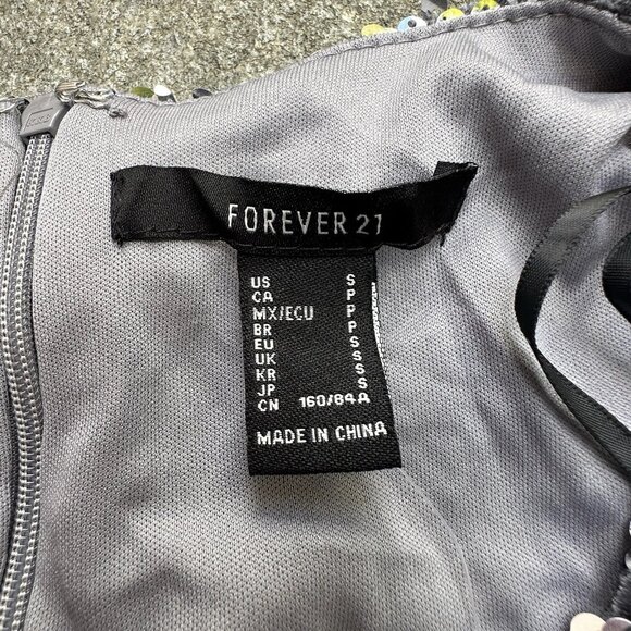 Forever 21 Sequin Bodycon Mini Dress Women’s Small Silver Sparkle Party Cocktail - Picture 5 of 11